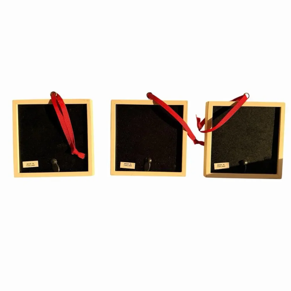 Pottery Barn Kids Wooden Square Frame Christmas Ornament “Grandpa & Me” Lot Of 3